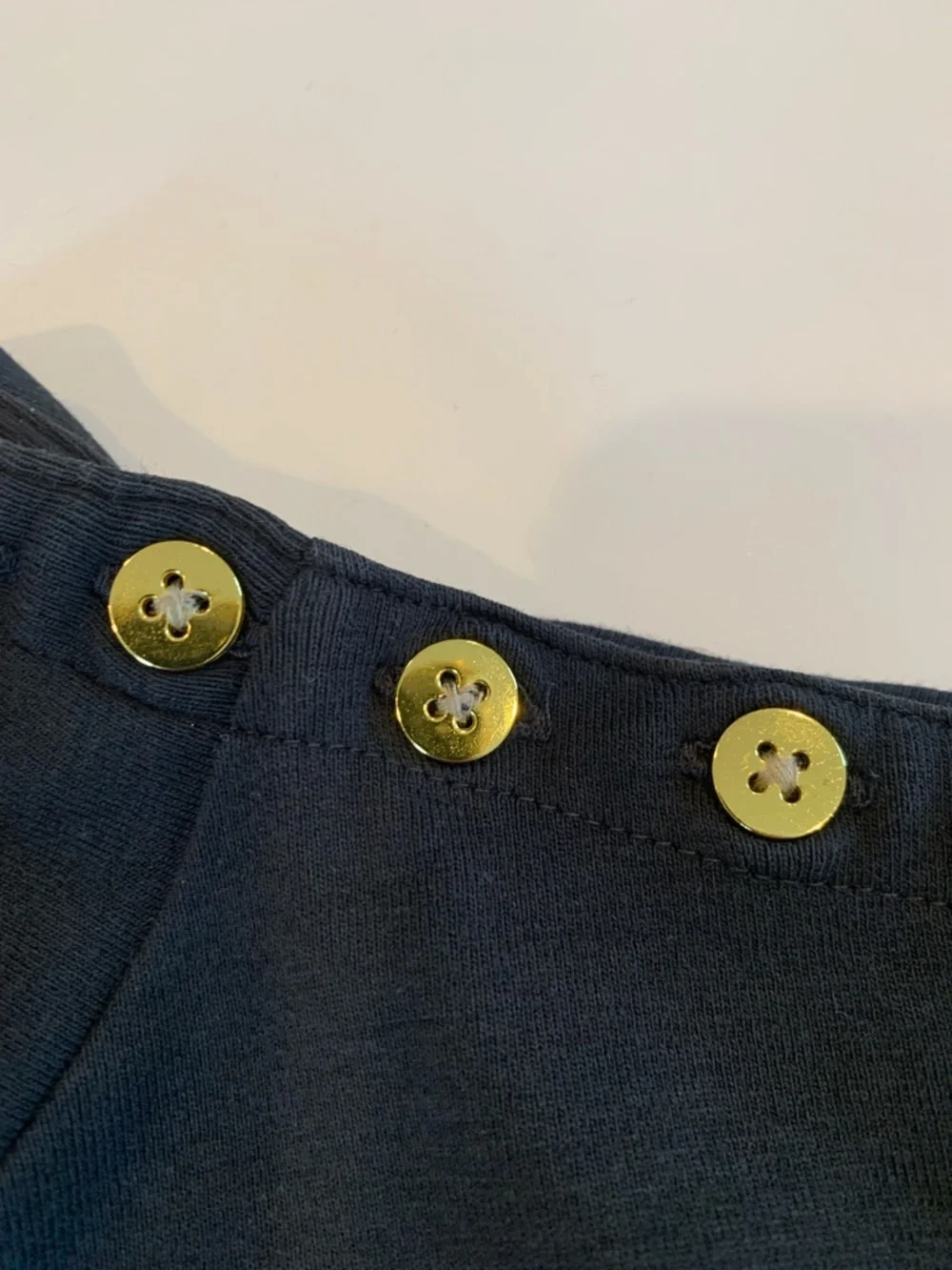J. Crew Women’s XL Extra Large Black Long Sleeve Mock Neck Top with Gold Buttons
